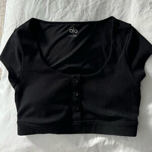 Alo Yoga Ribbed Short Sleeve Bra